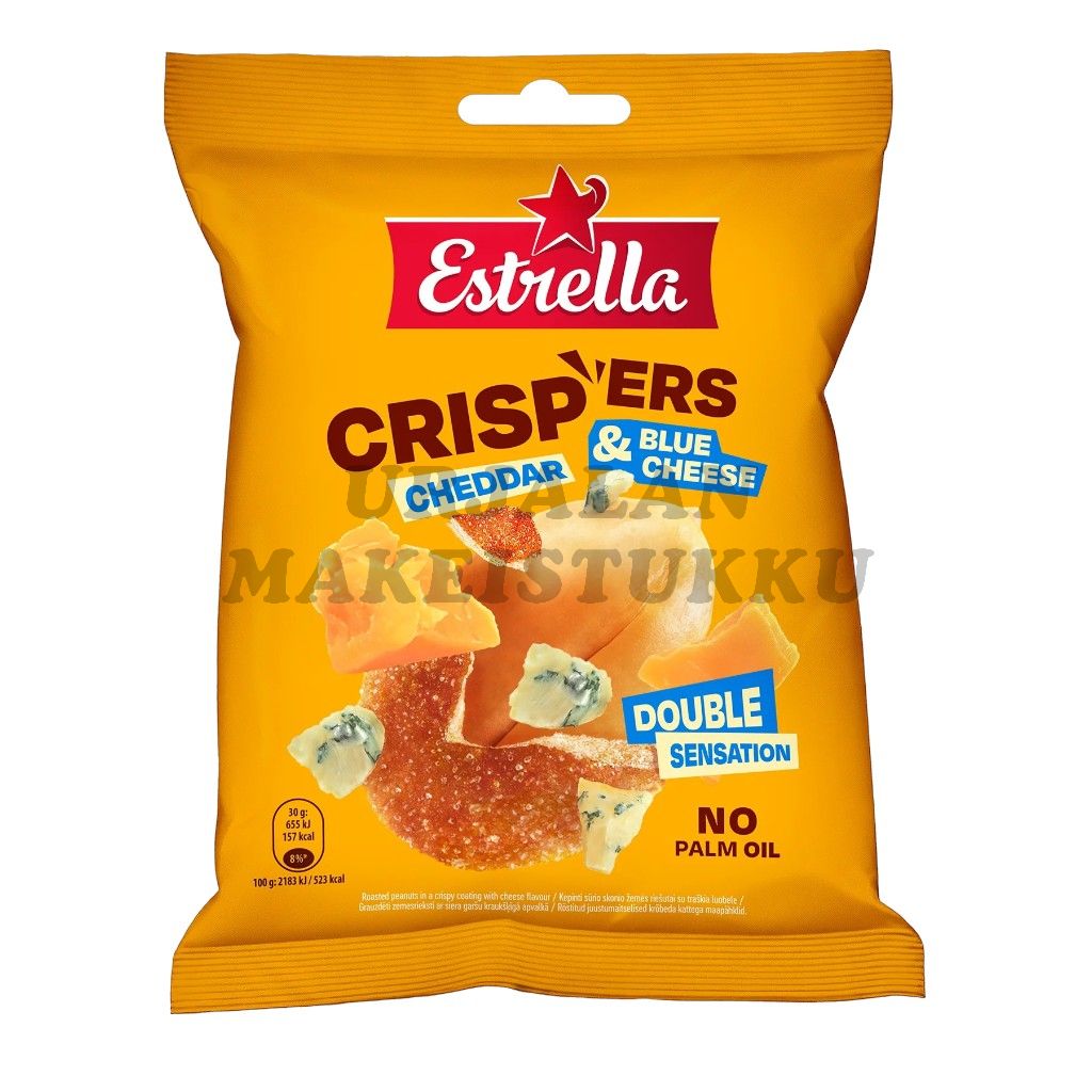 Estrella Crispers Cheddar & Blue Cheese pähkinät 140g