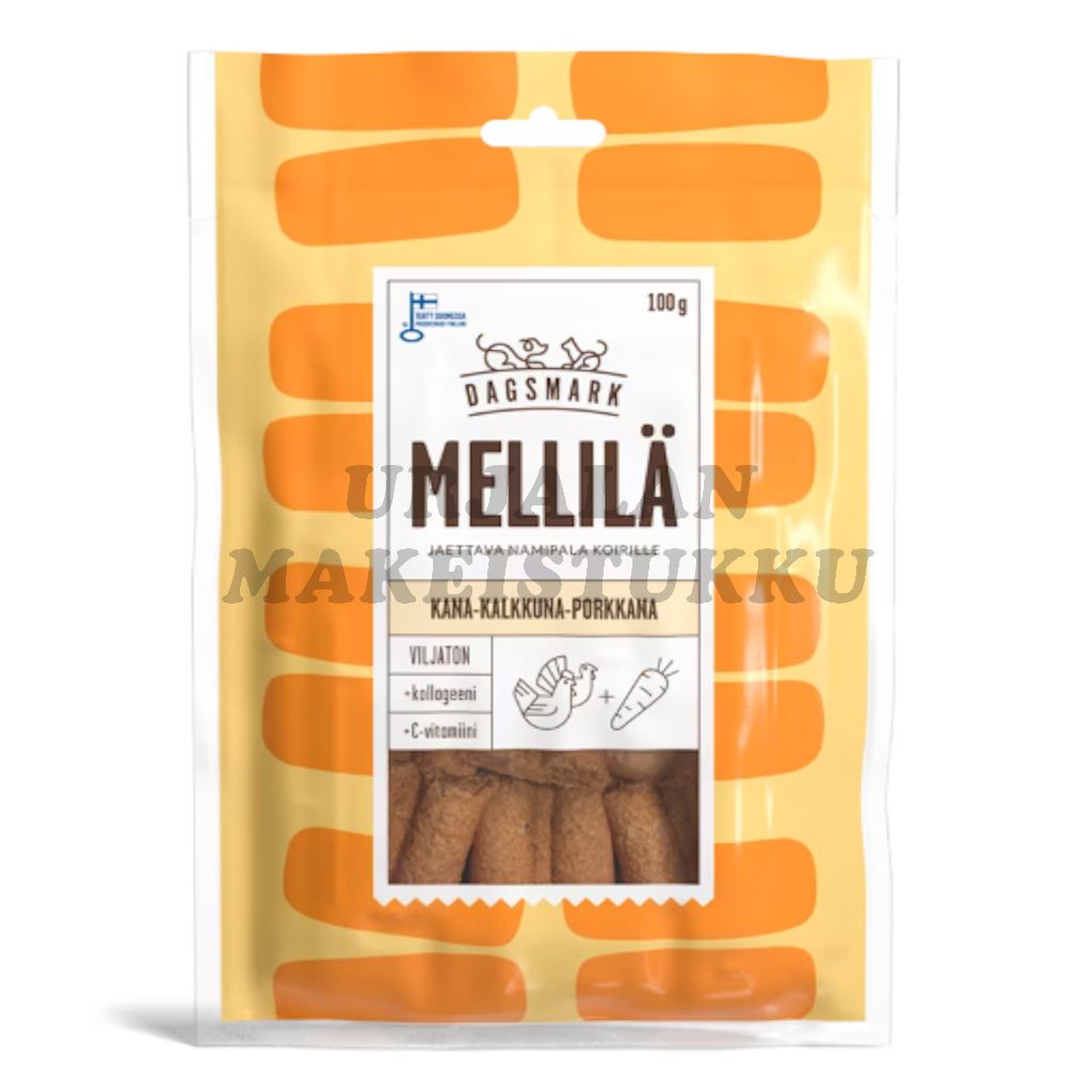 Dagsmark MELLILÄ kana-kalkkuna-porkkana herkku koirille 100g