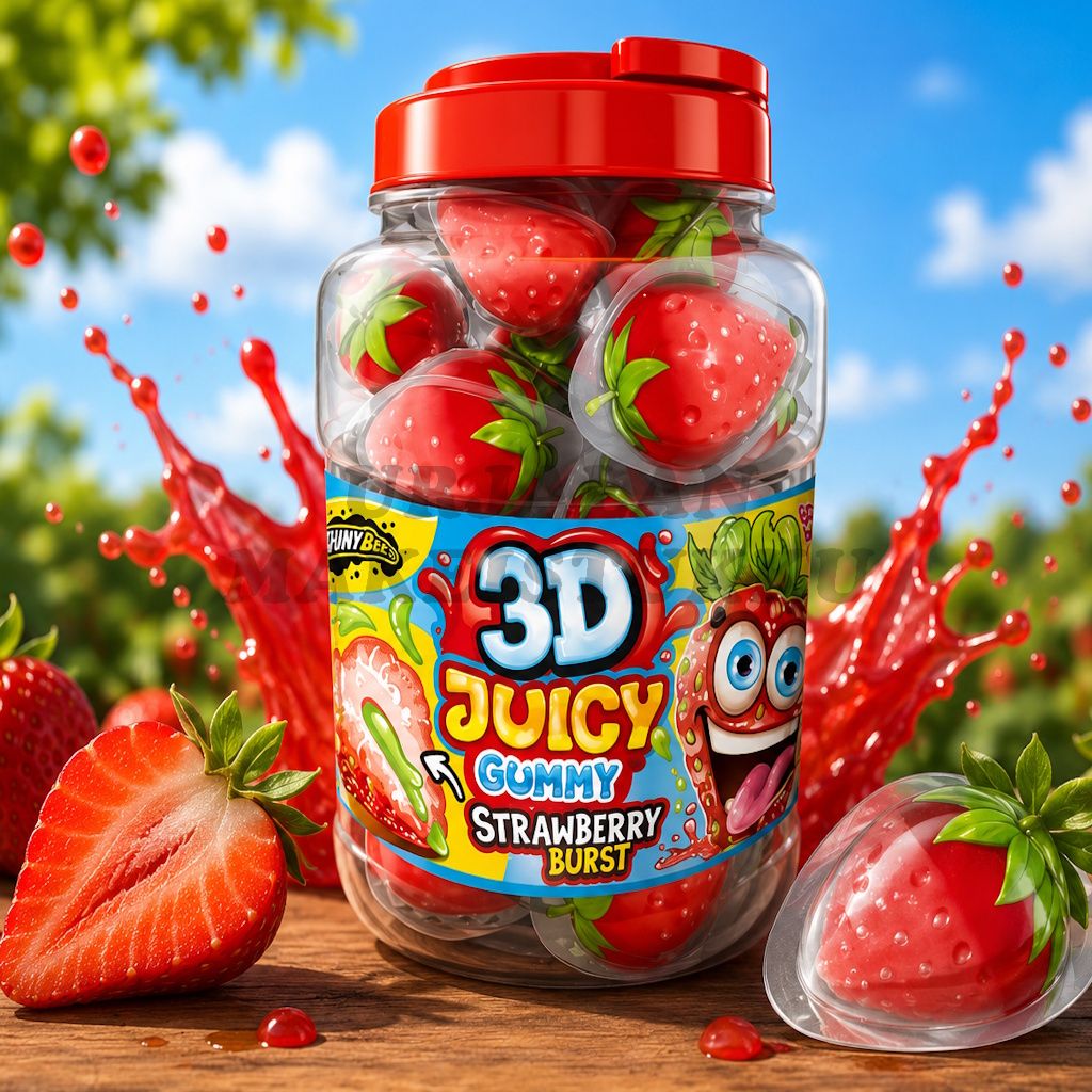 JohnyBee 3D Gummy Strawberry 18g x 60kpl