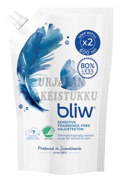 Bliw käsisaippua Sensitive hajusteeton täyttöpakkaus 600ml