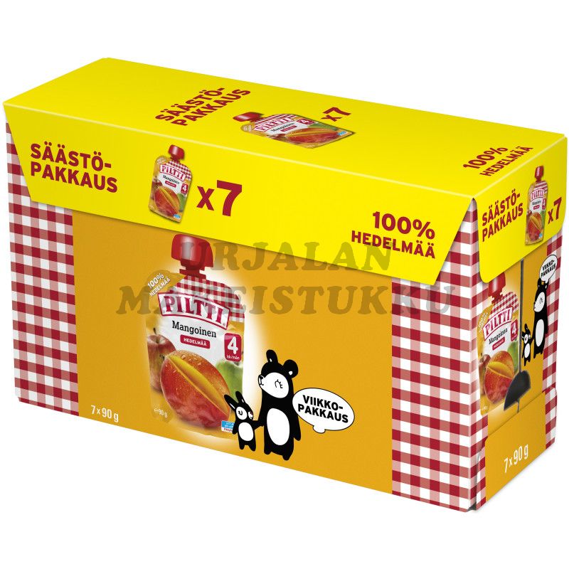 Piltti 7x90g mangoinen hedelmäsose 4kk annospussi