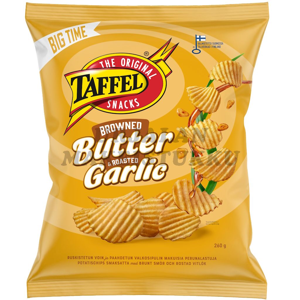 Taffel Browned Butter & Roasted Garlic perunalastu 260g