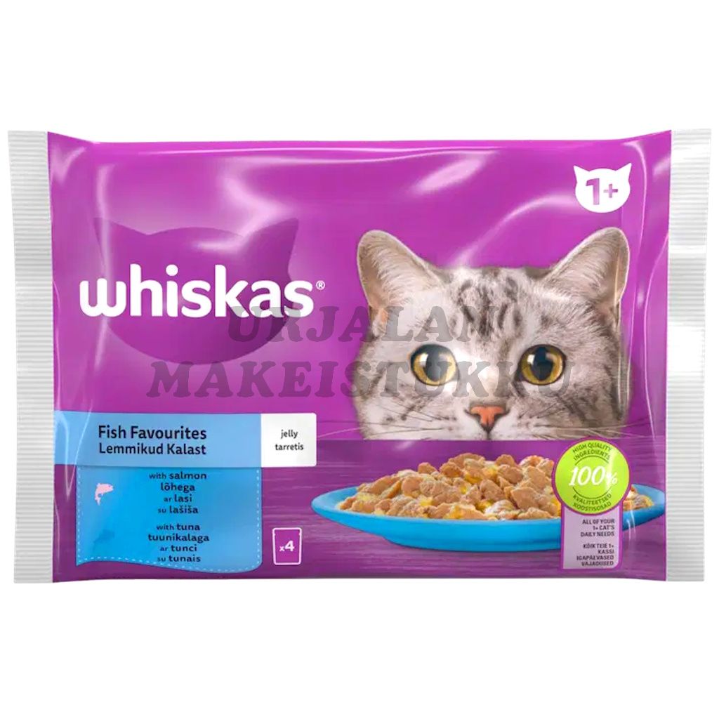 Whiskas 1+ Kalalajitelma hyytelössä Kissanruoka 4-pack (4 x 85g)
