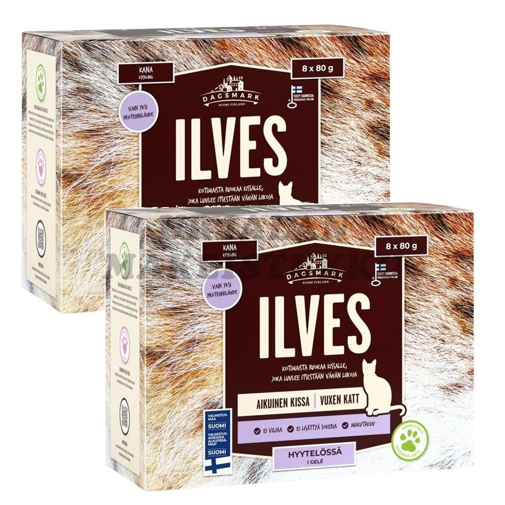 Dagsmark Ilves kissanruoka 8 x 80g kana hyytelössä x 2kpl