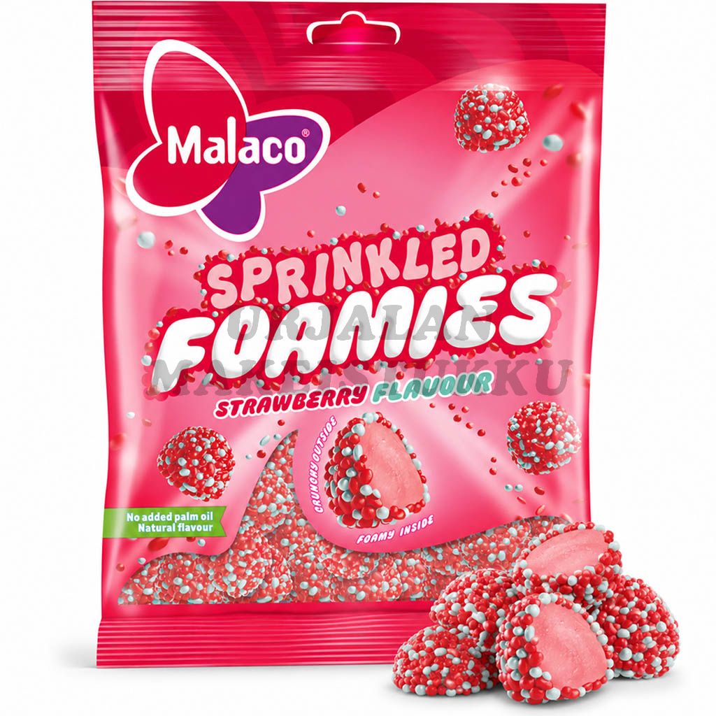 Malaco Sprinkled Foamies Strawberry makeinen 110g