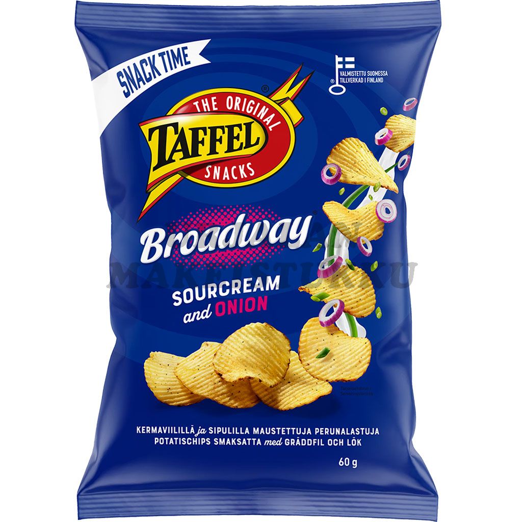 Taffel Broadway Sourcream & Onion perunalastu 60g