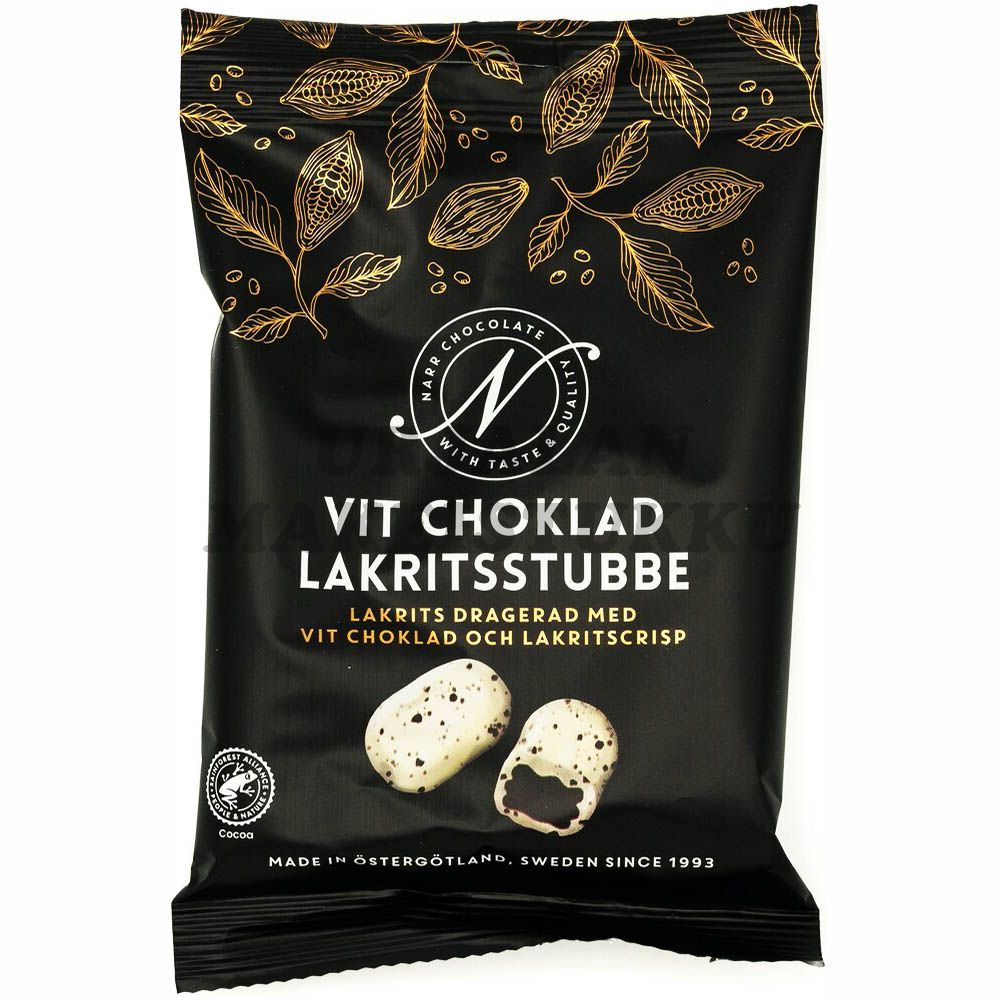 Narr Vit Choklad Lakritsstubbe valkosuklaalaku 100g