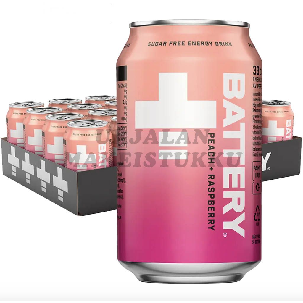 Battery Peach Raspberry No Calories energiajuoma 330ml x 24-pack