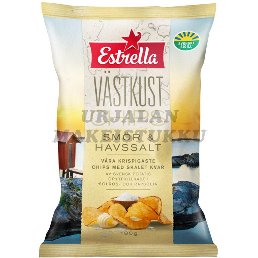 Estrella Maalaissipsi Voi & Merisuola perunalastu 180g
