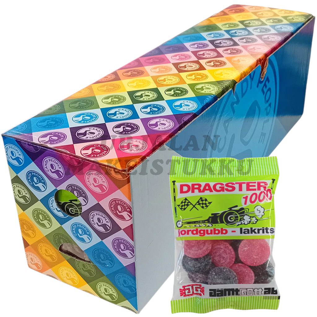 Dragster 1000 Mansikkalakritsirenkaat 65g x 25kpl