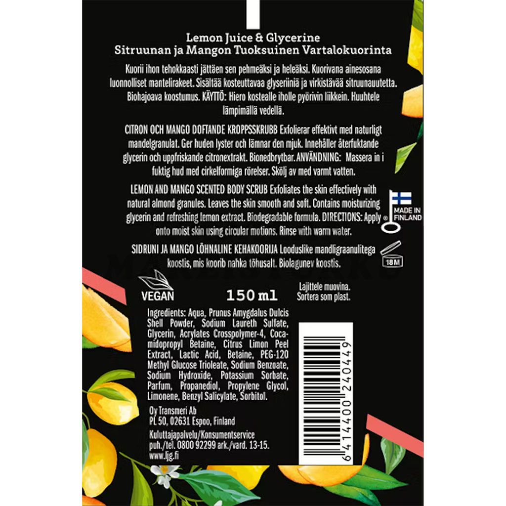 Lemon Juice & Glycerine Vartalokuorinta Sitruuna-Mango 150ml