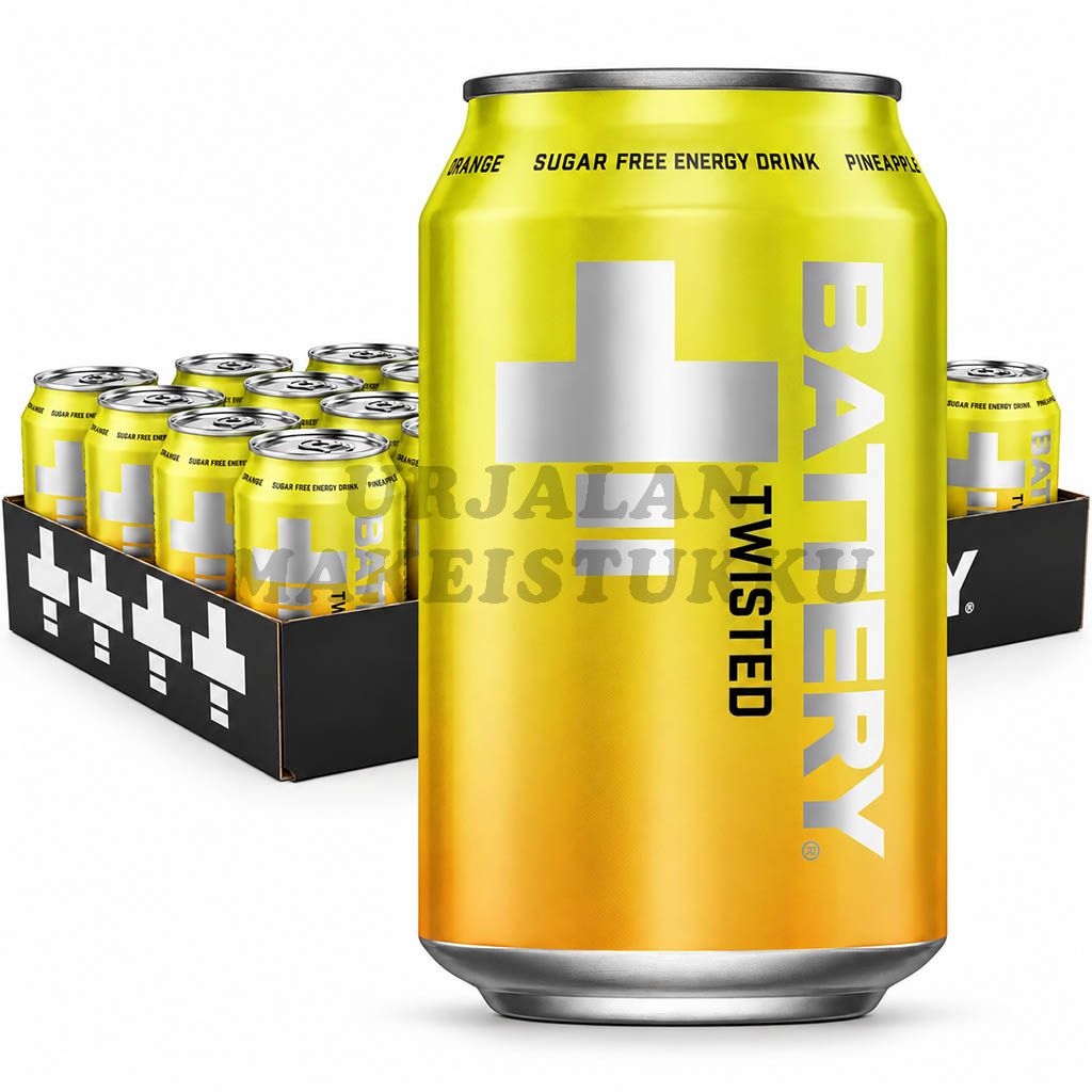 Battery Twisted Sugar Free Pineapple + Orange energiajuoma 330ml x 24-pack