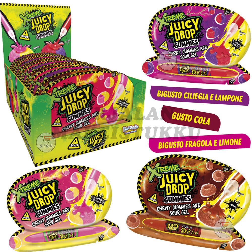 Bazooka Juicy Drop Gummies Xtreme Sours 57g x 12kpl