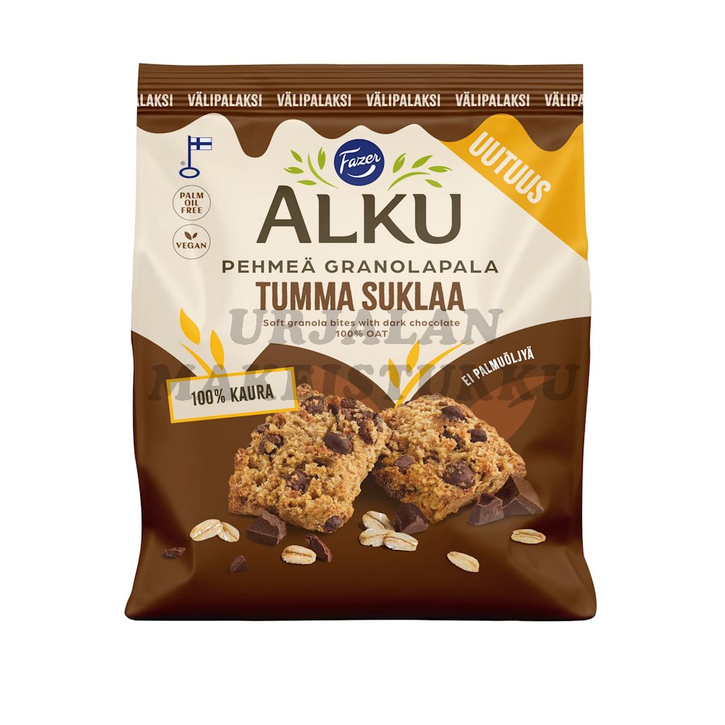 Fazer Alku pehmeä granolapala tumma suklaa välipalakeksi 120g