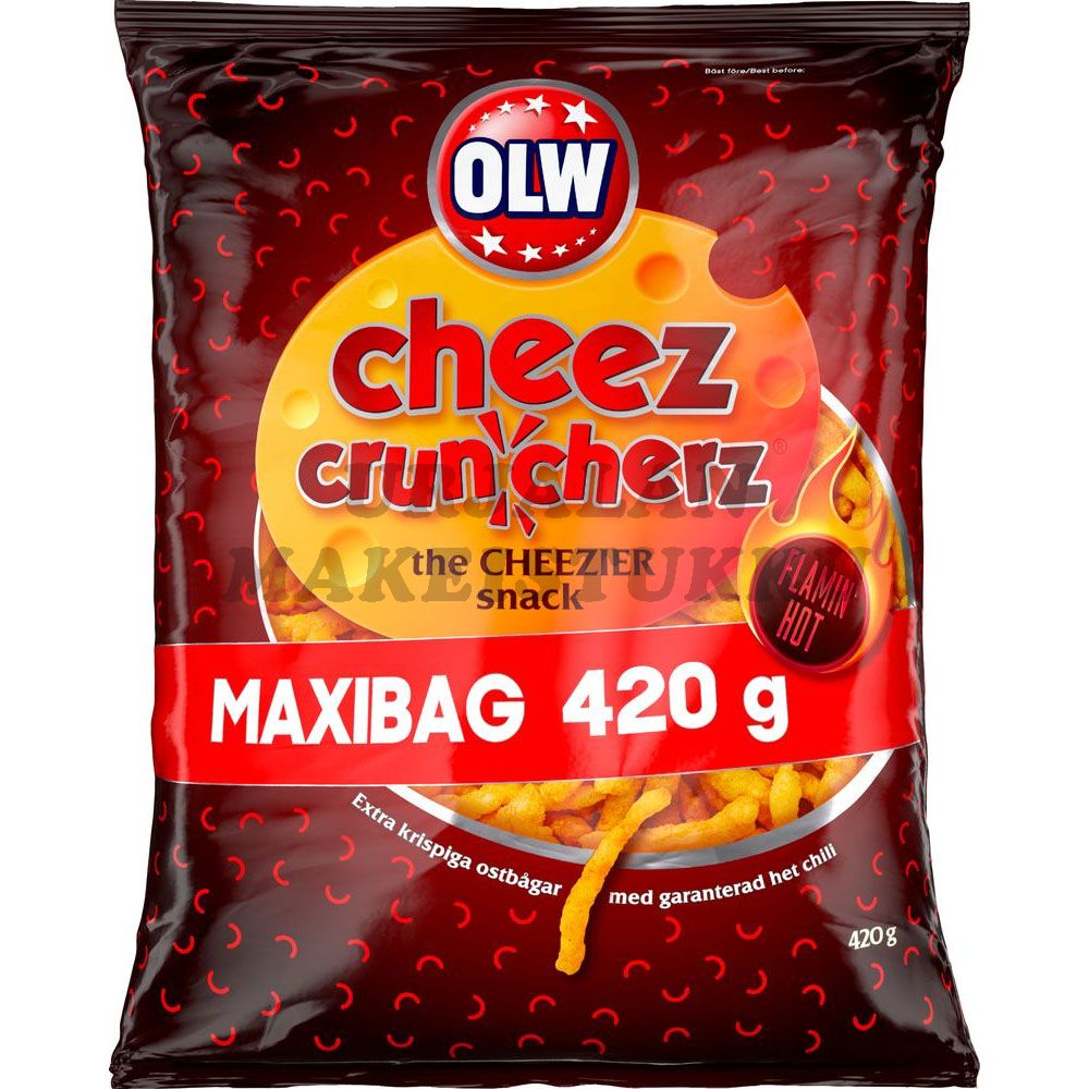 OLW Cheez Cruncherz FLAMING HOT MAXIBAG juustosnacks 420g