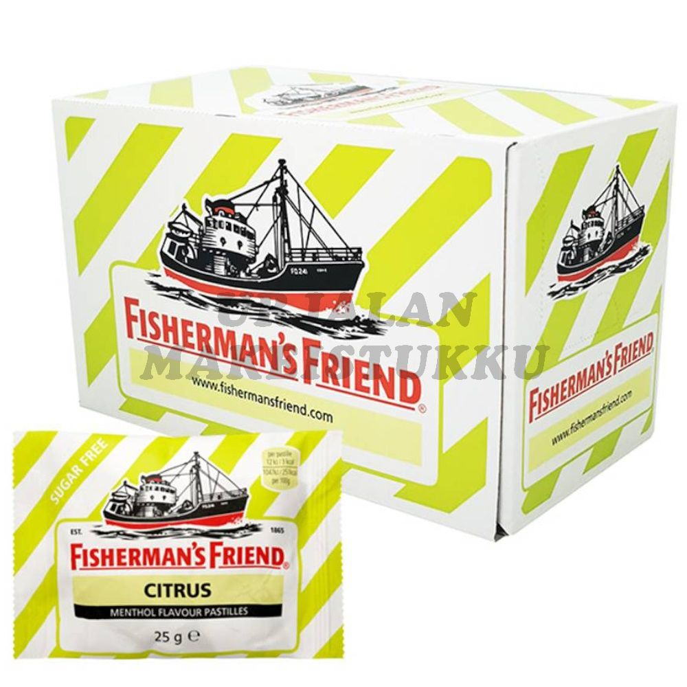 Fisherman's Friend Citrus & Menthol sokeriton, laatikko ( 24kpl x 25g )