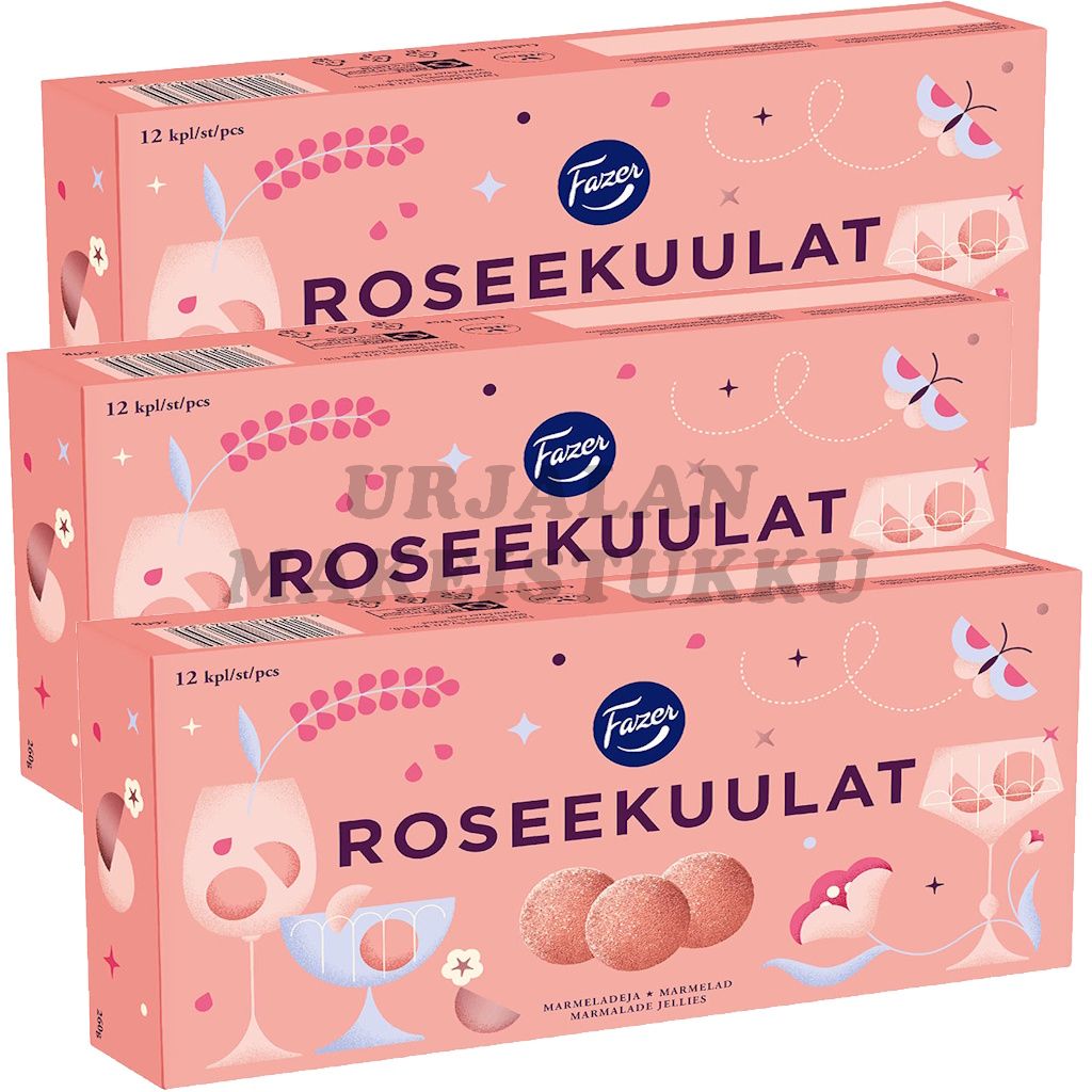 Fazer Roseekuulat makeisrasia 260g x 3kpl