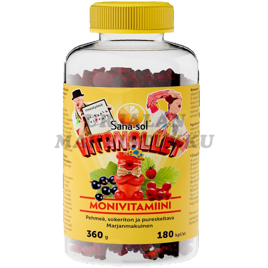 Sana-sol Vitanallet Sairaalaklovnit marjat monivitamiini 180kpl