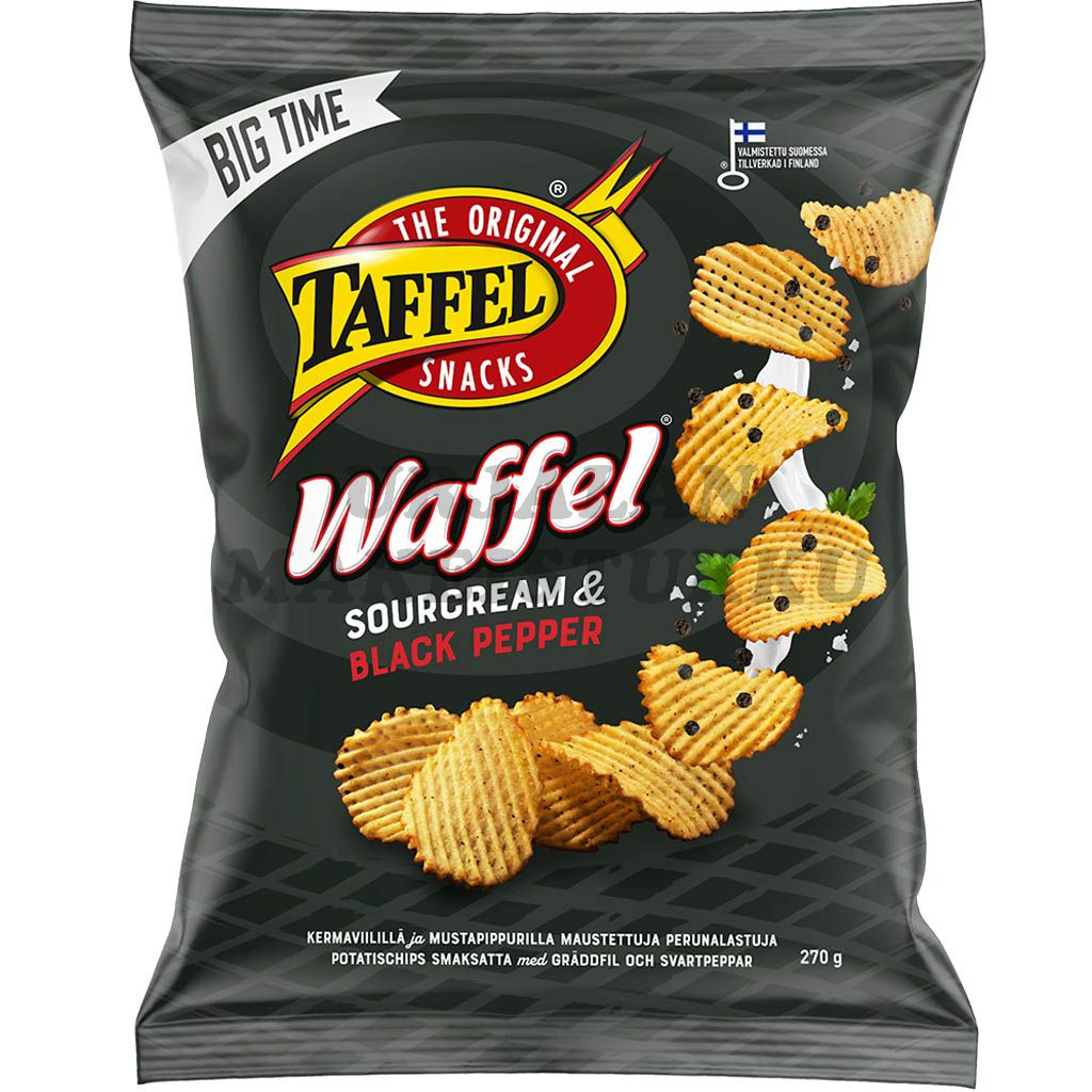 Taffel Waffel Sourcream & Black Pepper perunalastu 270g