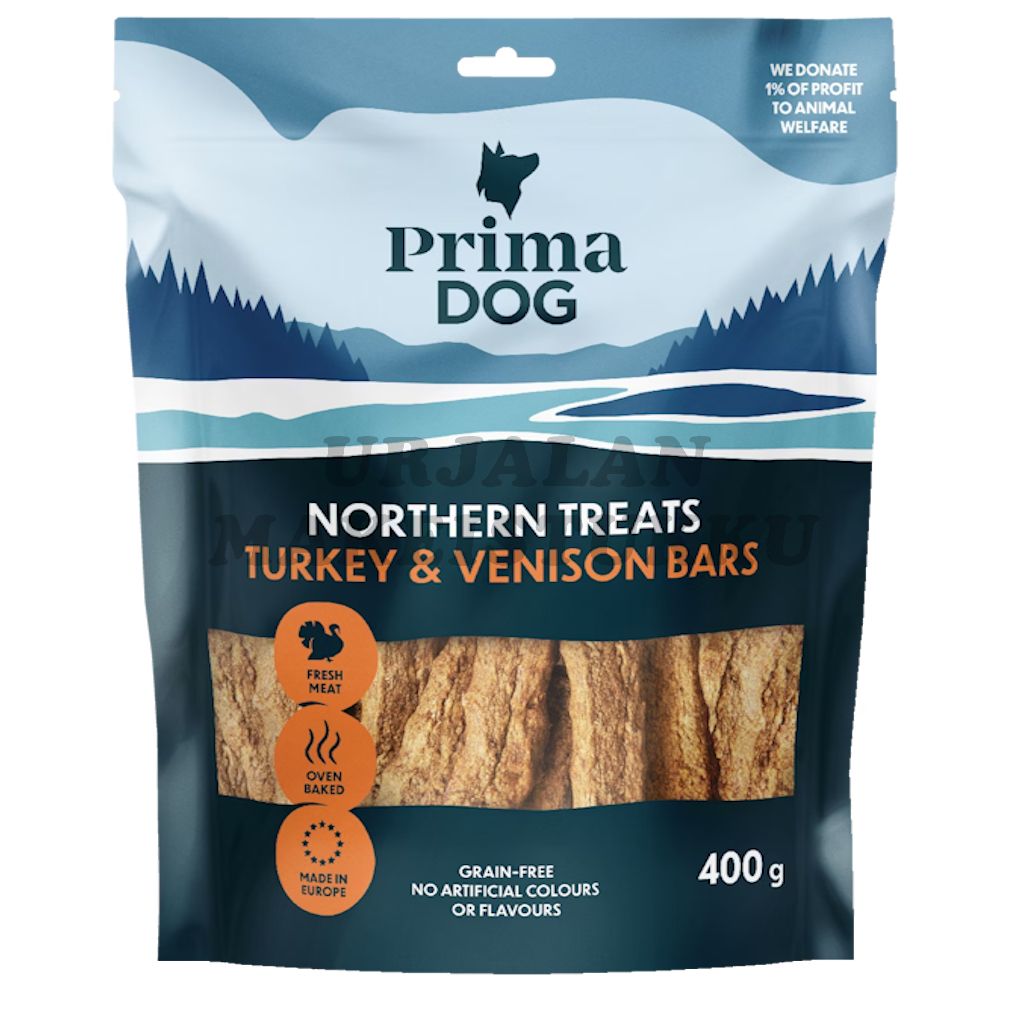 PrimaDog Northern Treats kalkkuna-peuratanko 400g