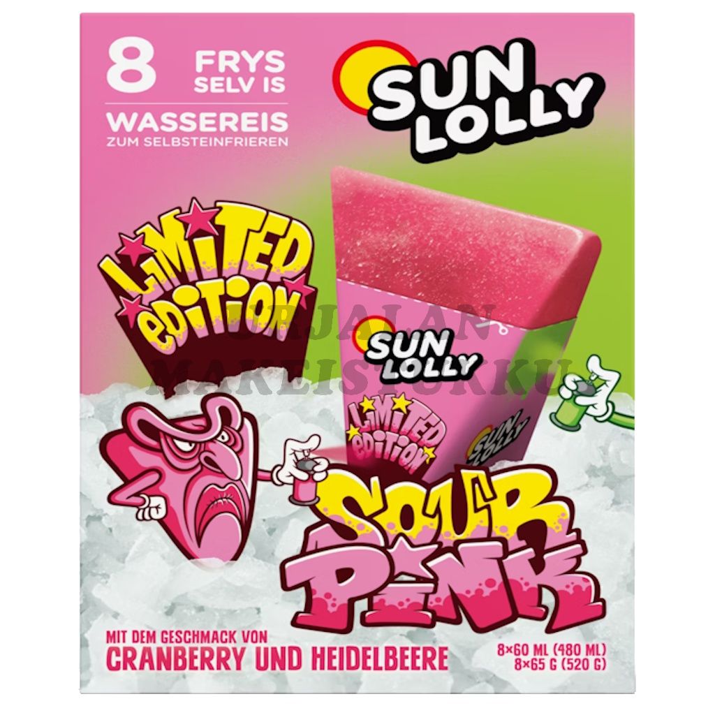 Sun Lolly Ice Sour Pink Pakasta itse mehujää 8 x 60ml