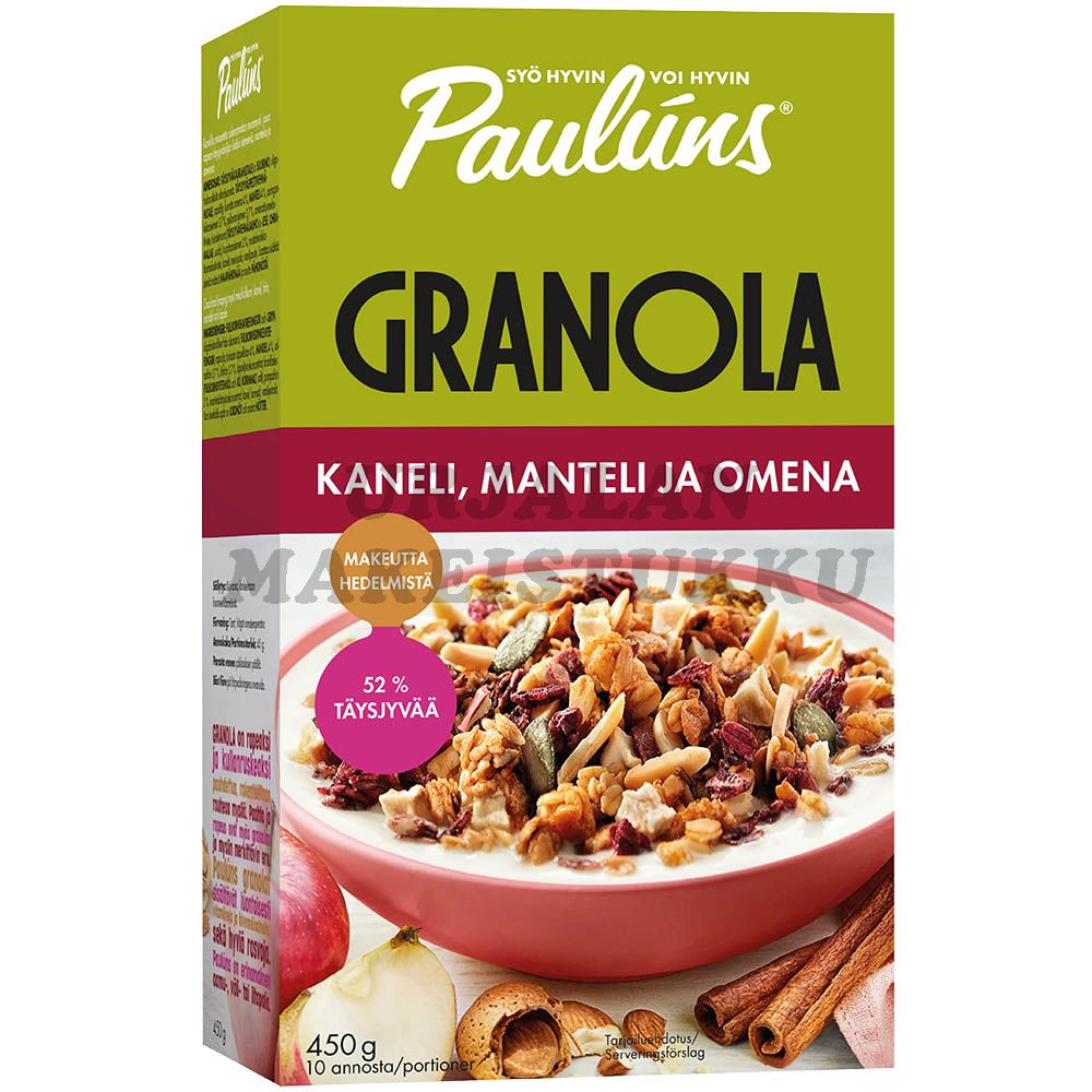 Pauluns Omena, Manteli ja Kaneli granola 450g
