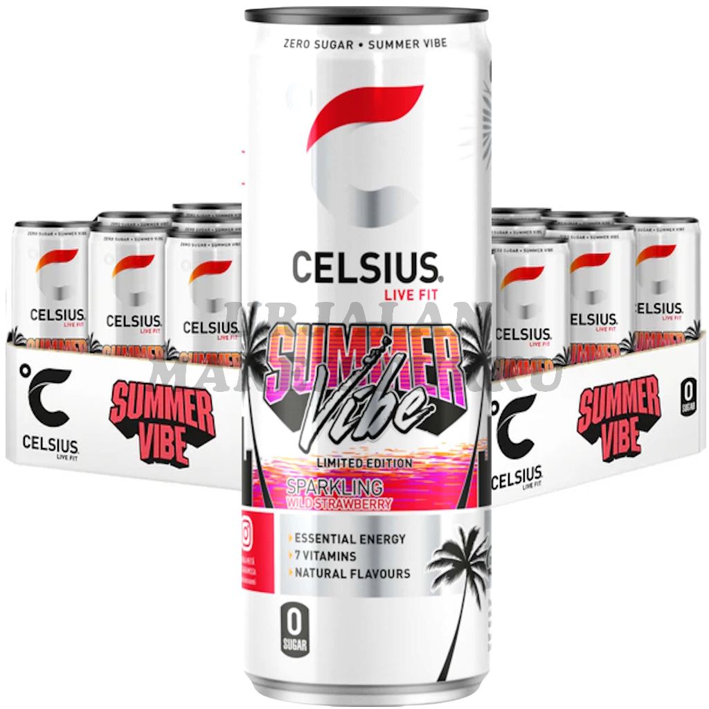 Celsius Summer Vibe Raspberry-Peach energiajuoma 355ml x 24kpl