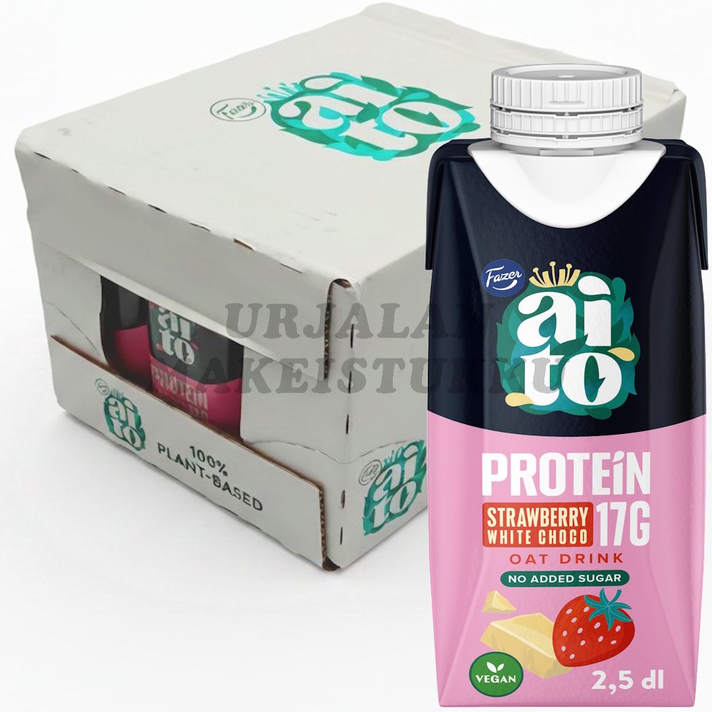 Fazer Aito Strawberry & White Choco UHT Proteiinikaurajuoma 2,5dl x 12kpl