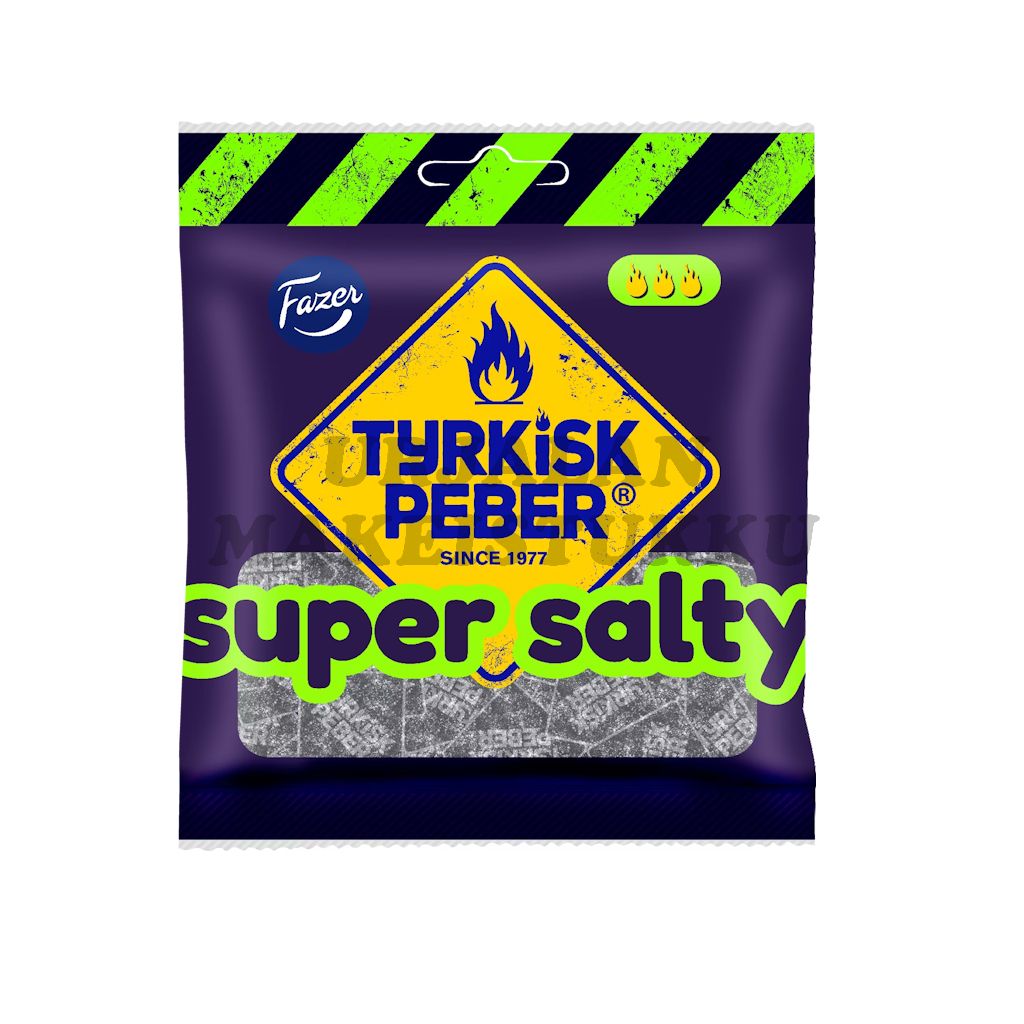 Fazer Tyrkisk Peber Super Salty salmiakkipussi 80g