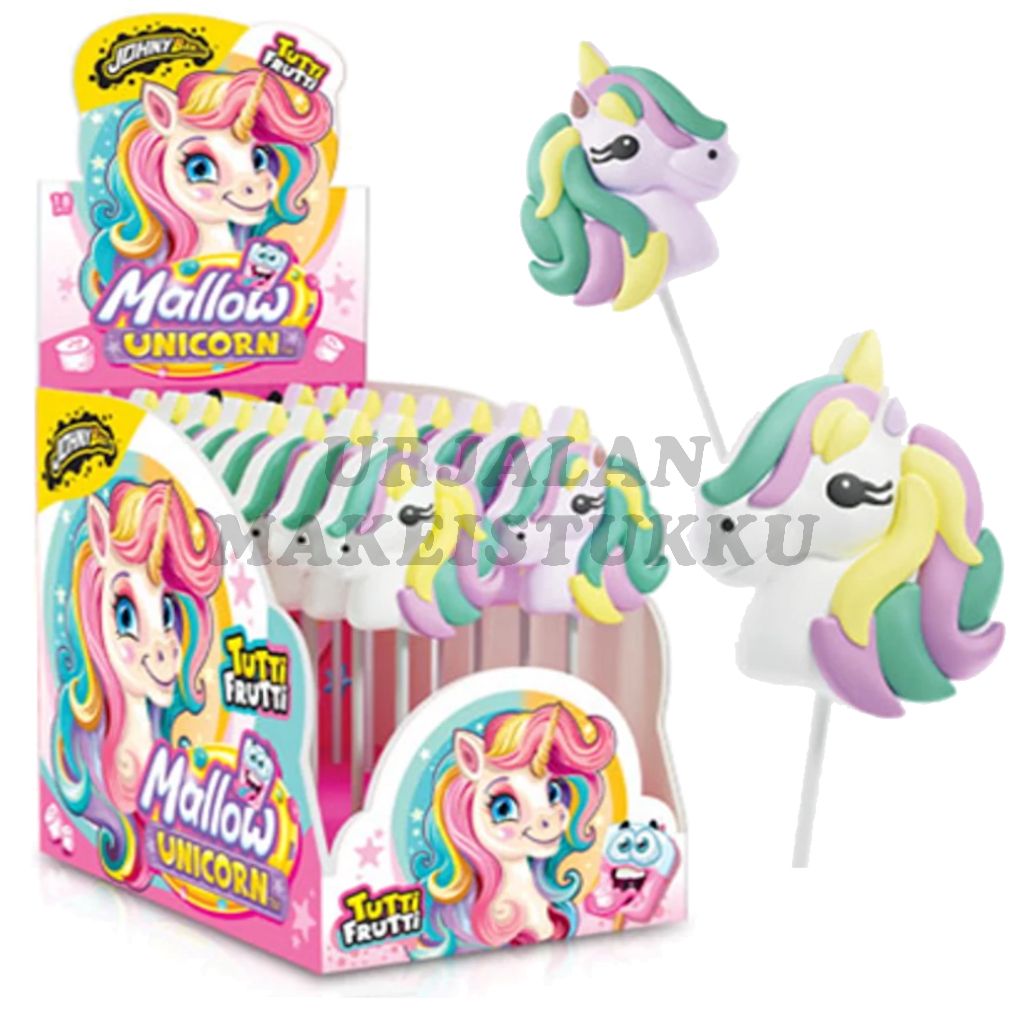 JohnyBee Mallow Unicorn Tuttifrutti vaahtotikkari 35g x 18kpl
