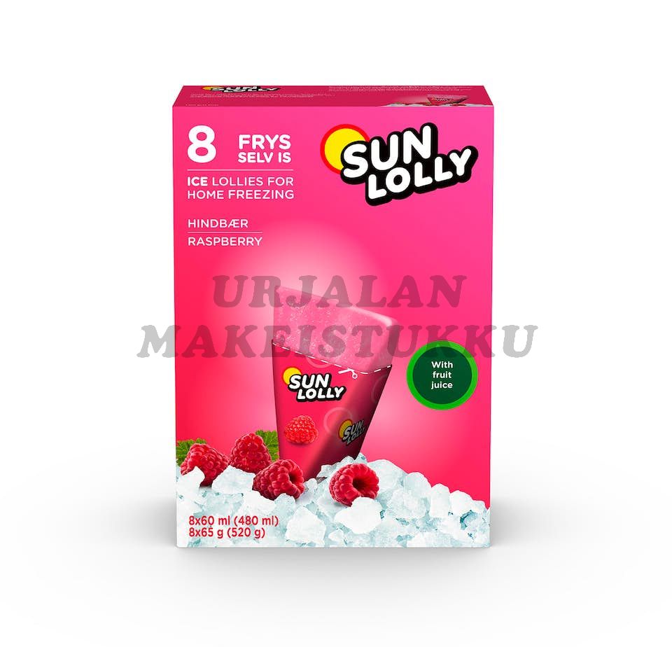 Sun Lolly Vadelma 8x60ml pakasta itse mehujää