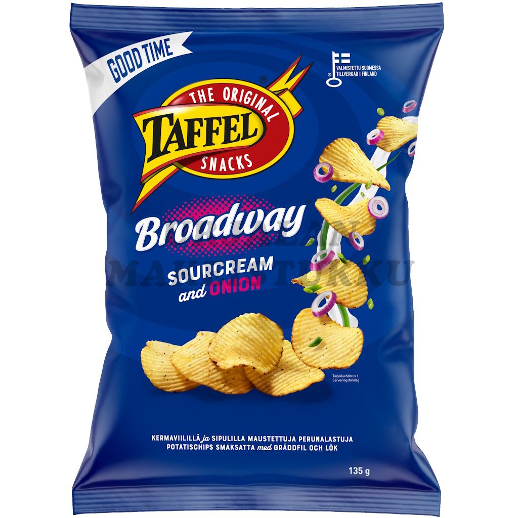Taffel Broadway Sourcream & Onion perunalastu 135g