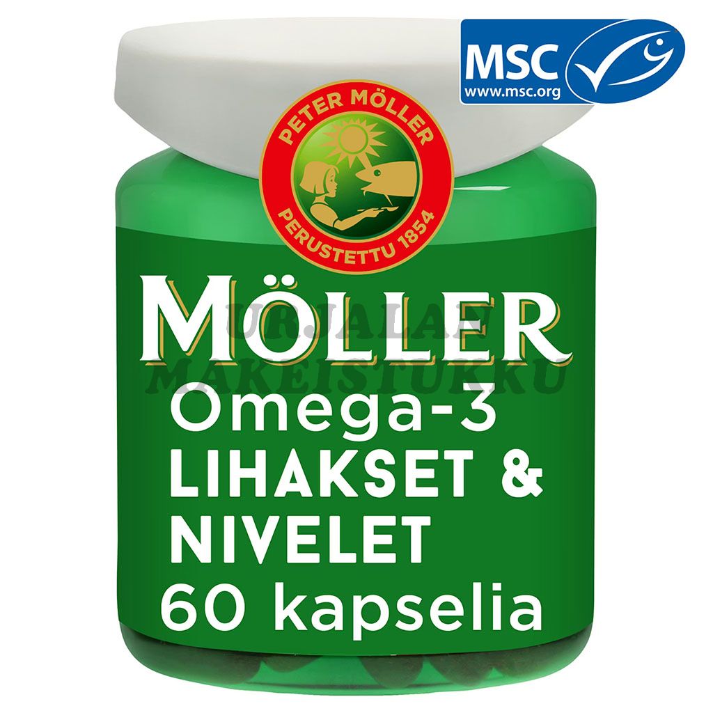 Möller Omega-3 Lihakset & nivelet ravintolisä 81g (60 kaps)