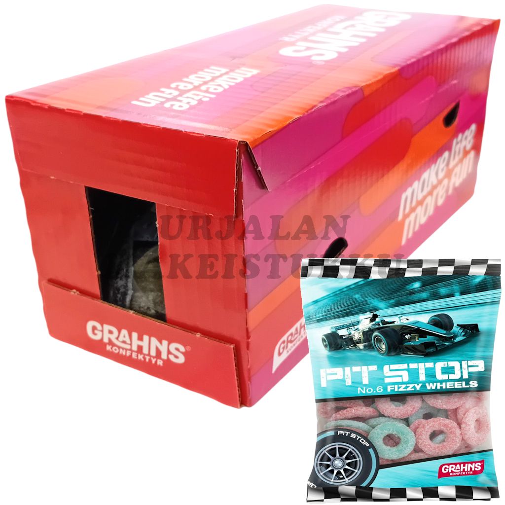 Grahns Pit Stop Fizzy Wheels renkaat 50g x 14kpl