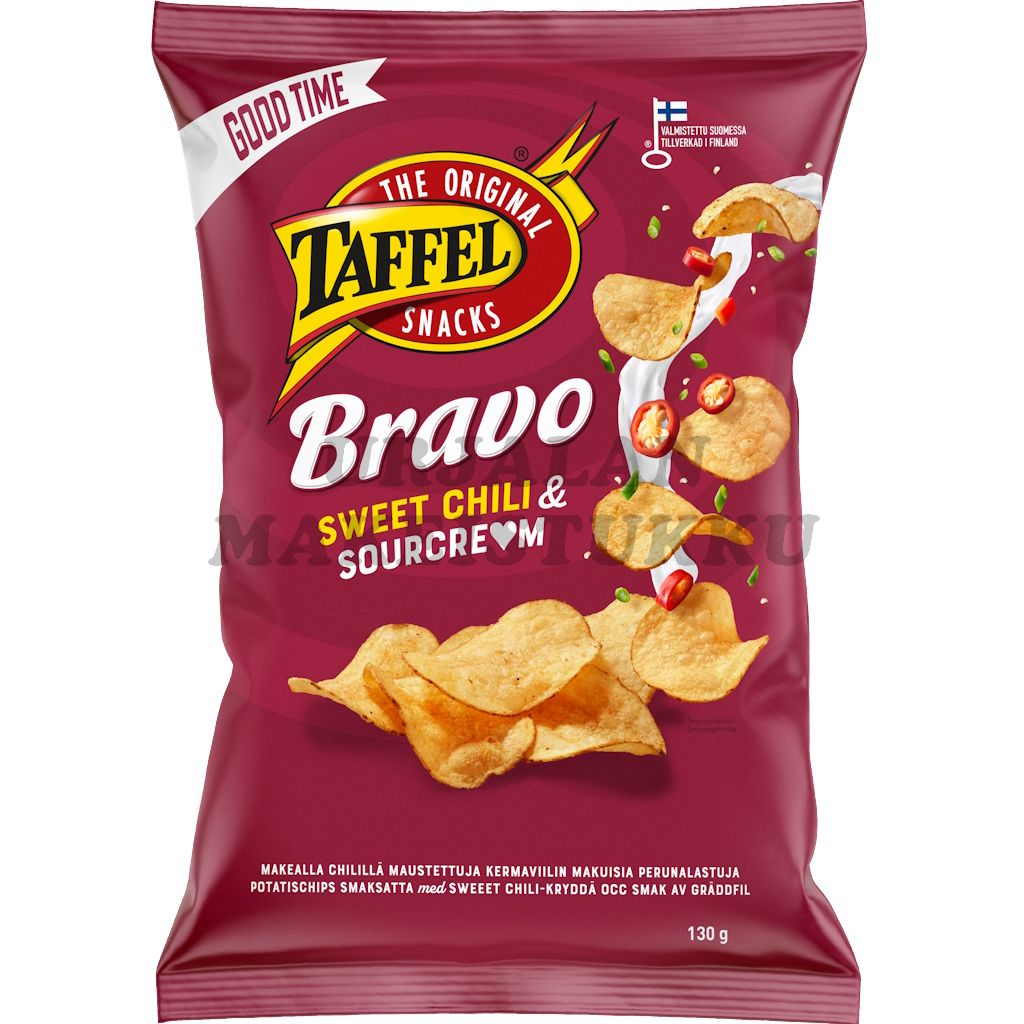 Taffel Bravo Sourcream & Sweet Chili perunalastu 130g