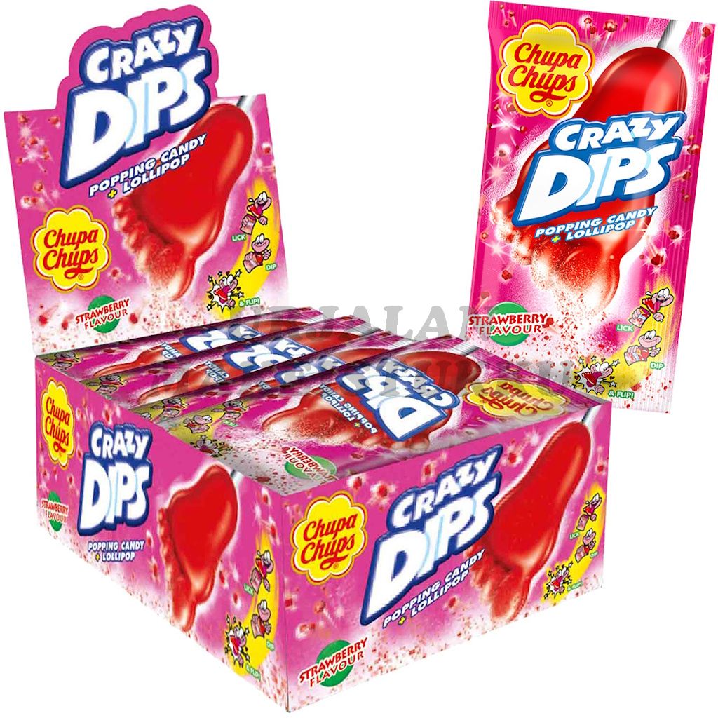 Chupa Chups Crazy Dips mansikka dippitikkari 14g x 24kpl