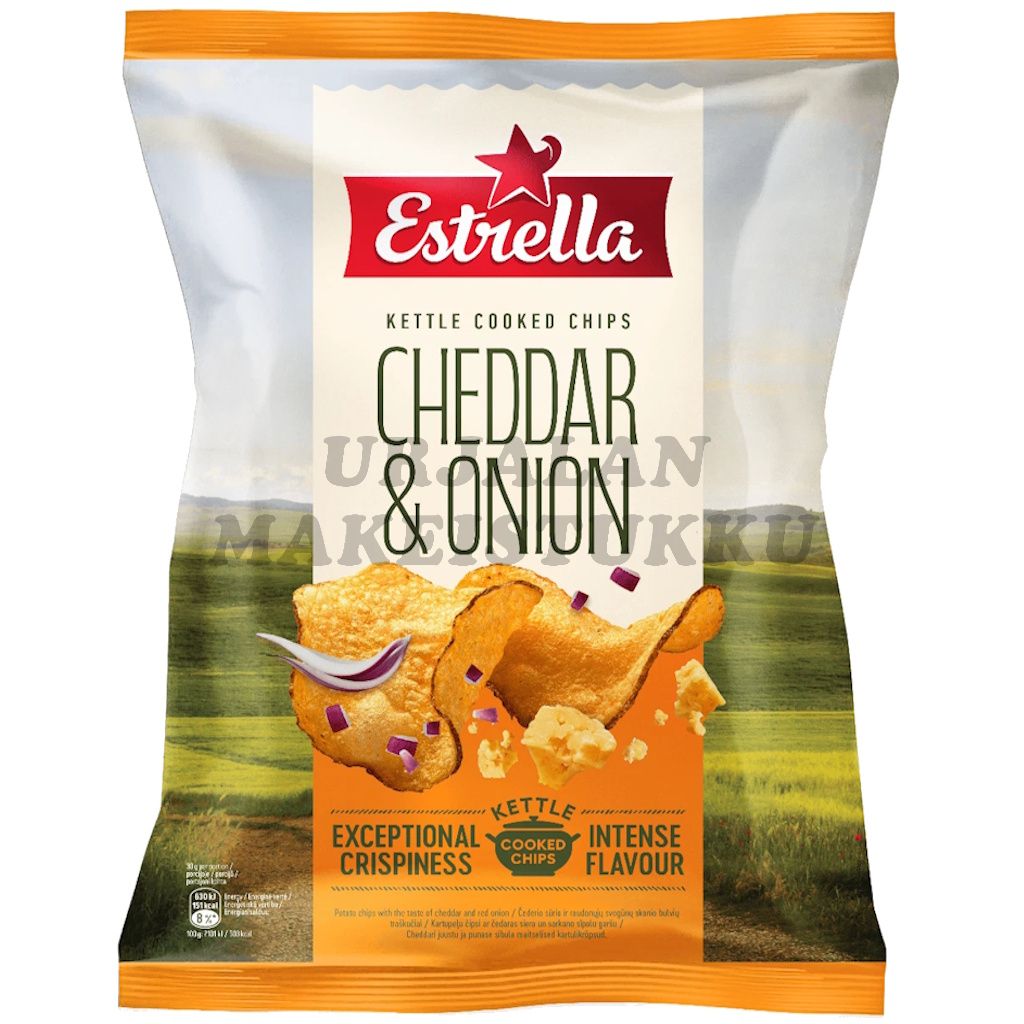 Estrella Maalaissipsi Cheddar & Onion perunalastu 120g