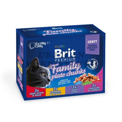 Brit Premium Liha-Kala Kastikelajitelma kissoille 12 x 100g