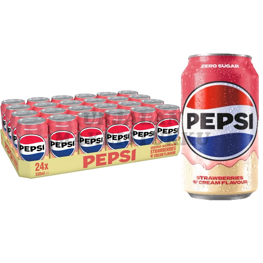 Pepsi Strawberry Cream Soda Zero USA virvoitusjuoma 330ml x 24-pack