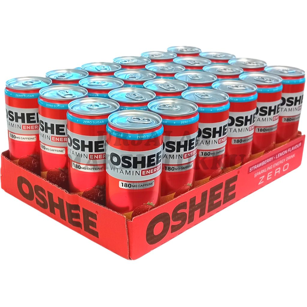 Oshee Energy Drink Strawberry & Lemon Zero energiajuoma 330ml x 24kpl