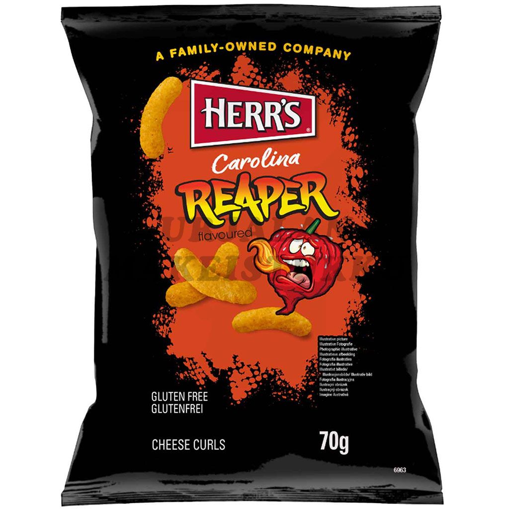 Herr's Carolina Reaper Cheese Curls juustosnacks 70g
