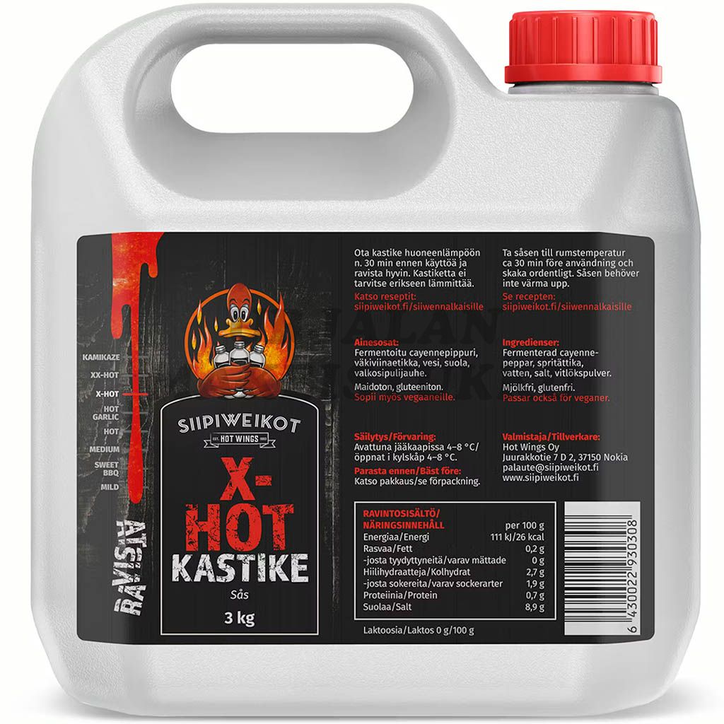 Siipiweikot Hot Wings X-Hot siipikastike 3 litraa