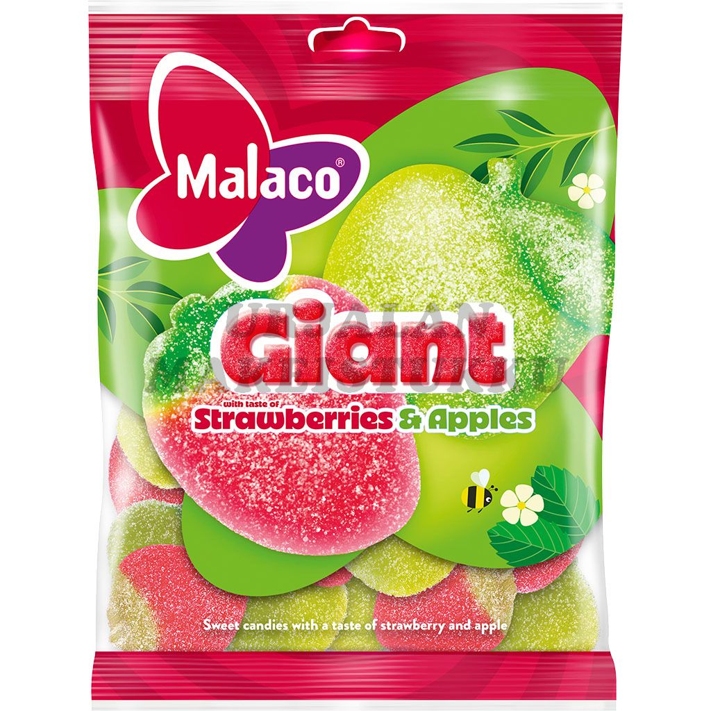 Malaco Giant Strawberries and Apples makeissekoitus 180g