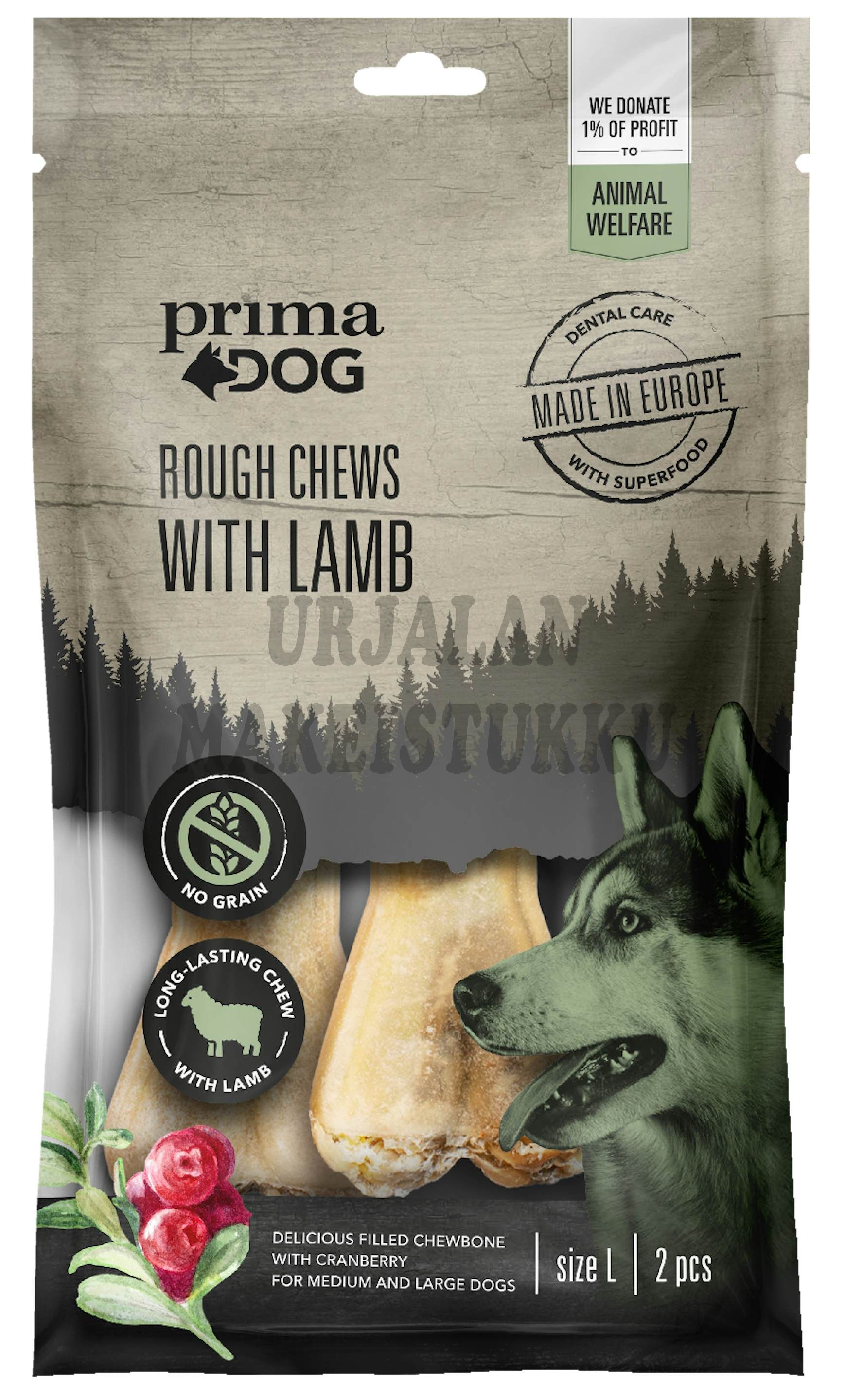 Prima Dog Täytetty puruluu lammas-karpalo 2 kpl 140g