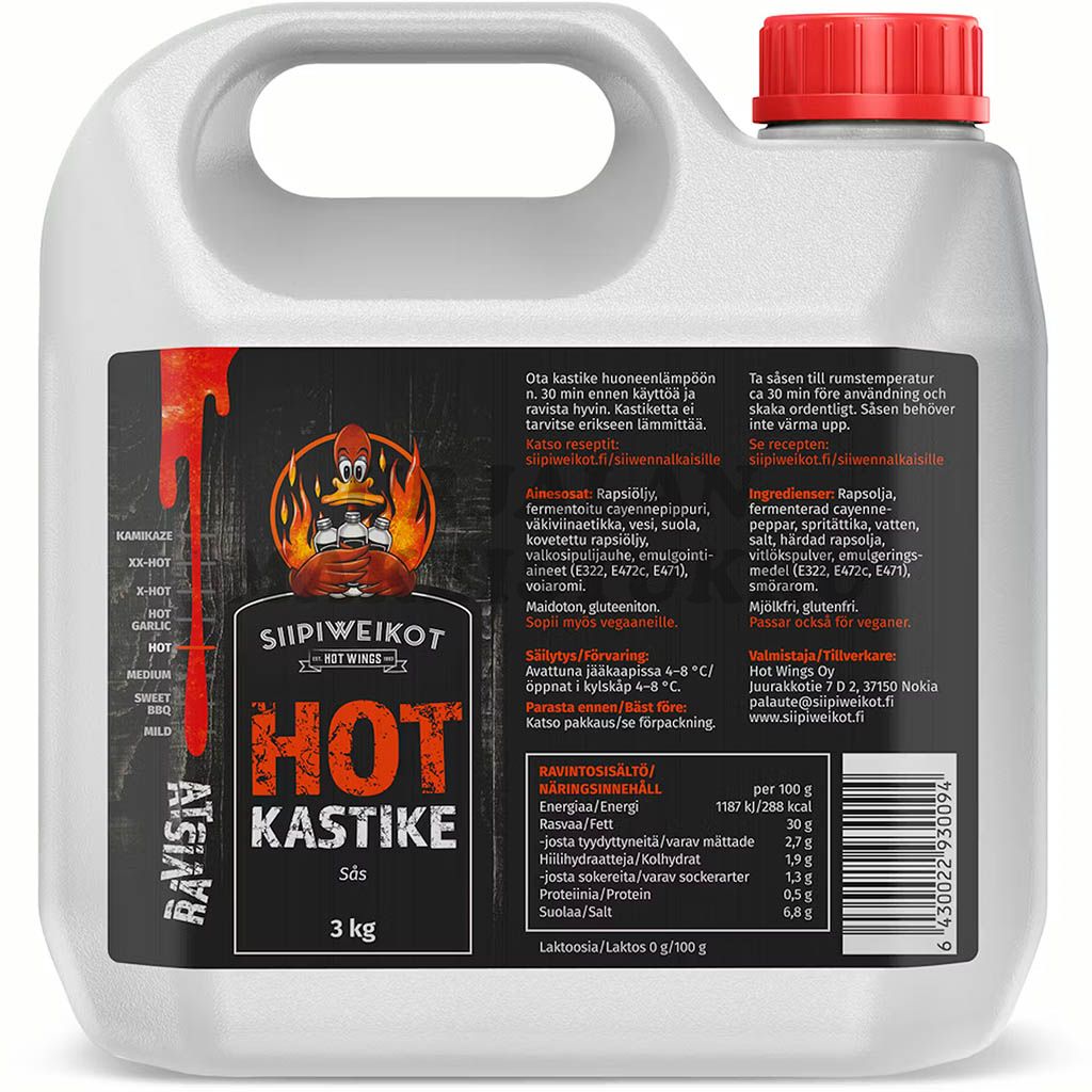 Siipiweikot Hot Wings Hot siipikastike 3 litraa