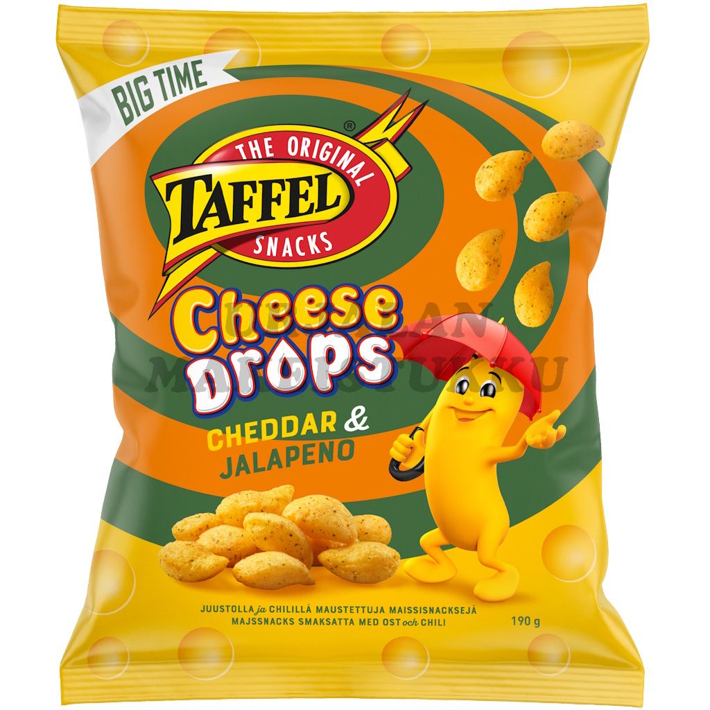 Taffel Cheese Drops cheddar-jalapeno juustosnacks 190g