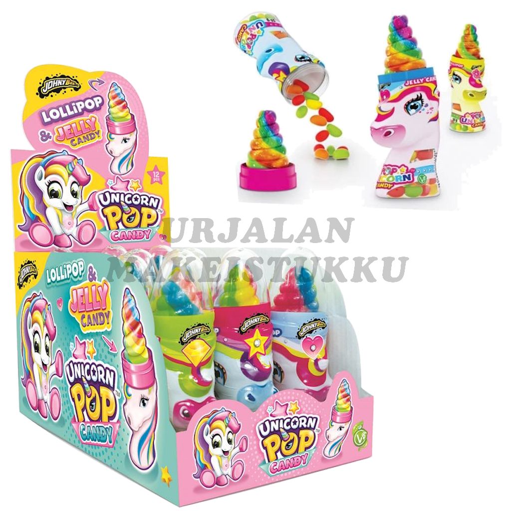 JohnyBee Unicorn Pop & Candy tikkarit 50g x 12kpl