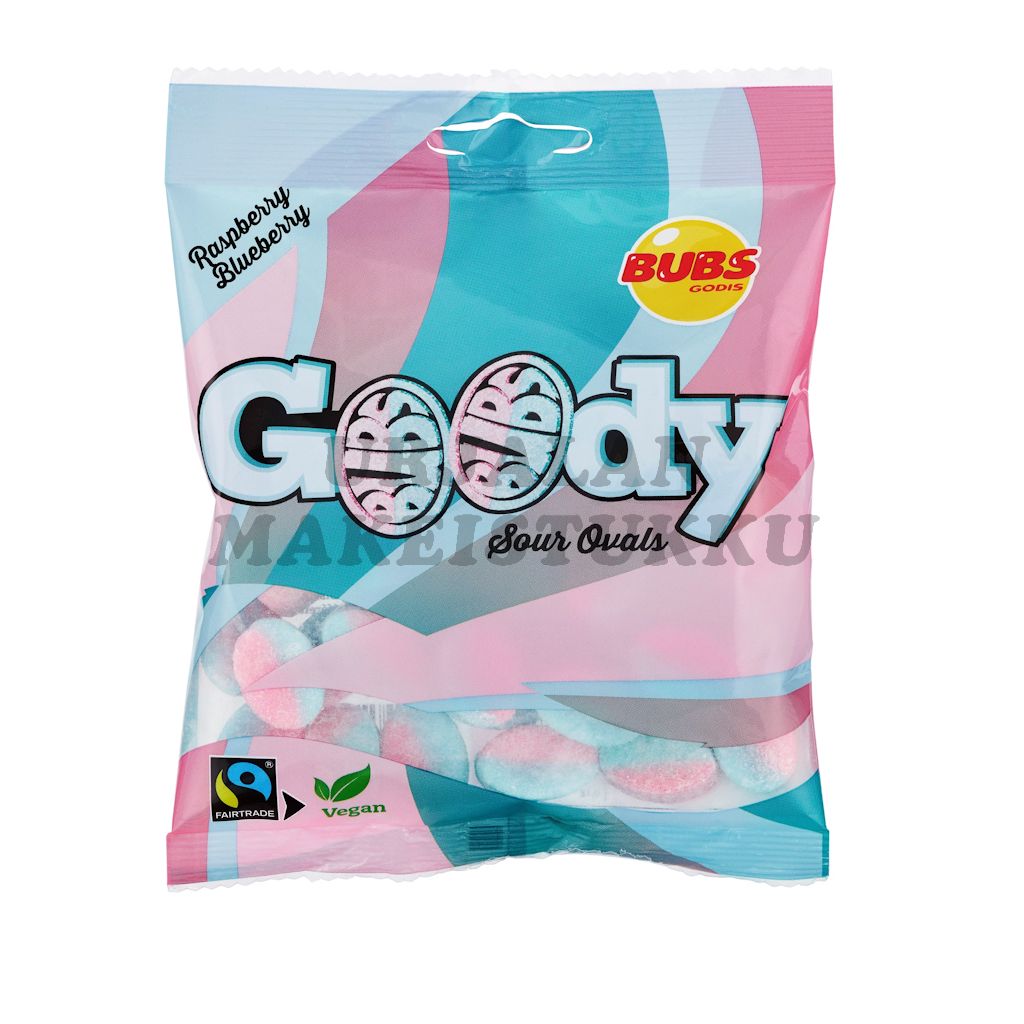 Bubs Goody Sour Vadelma Mustikka Ovaalit 90g