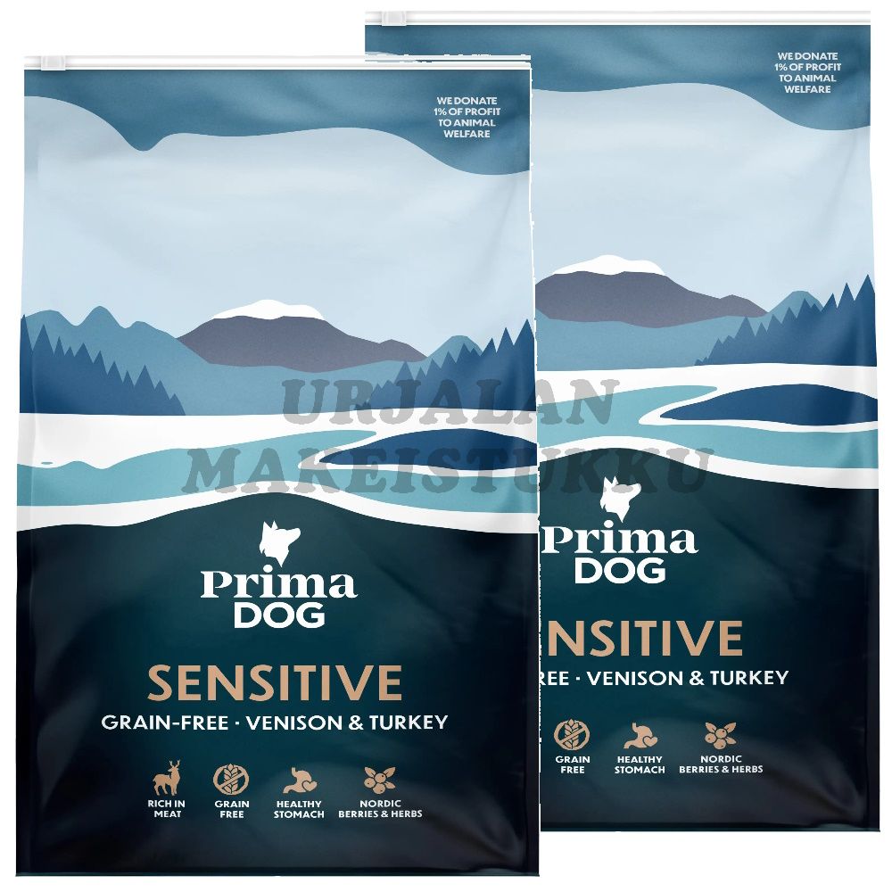 PrimaDog Viljaton Peura & Kalkkuna kaikille täysikasvuisille koirille 10kg x 2kp