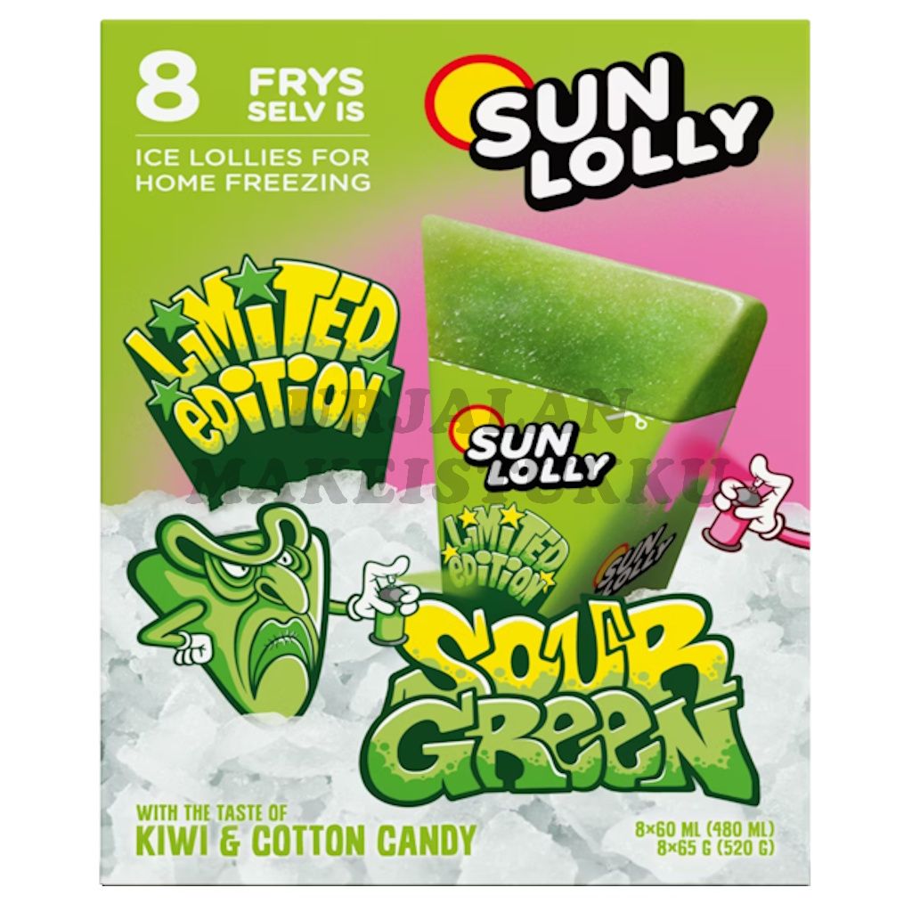 Sun Lolly Ice Sour Green Pakasta itse mehujää 8 x 60ml